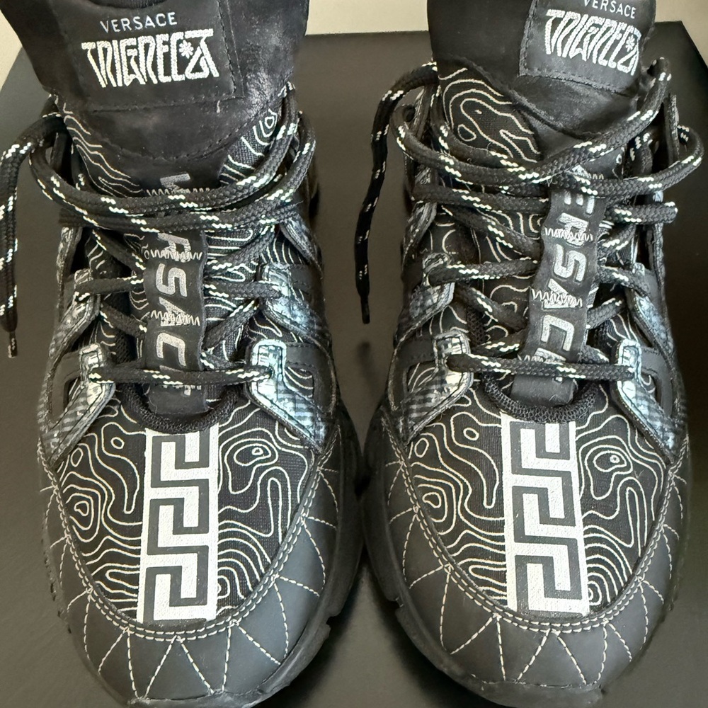 Versace Black and Gray Patterned Sneakers